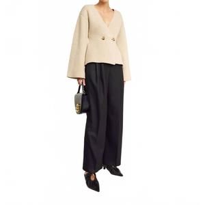 NEW BY MALENE BIRGER tinley wool v-neck cardigan in beige